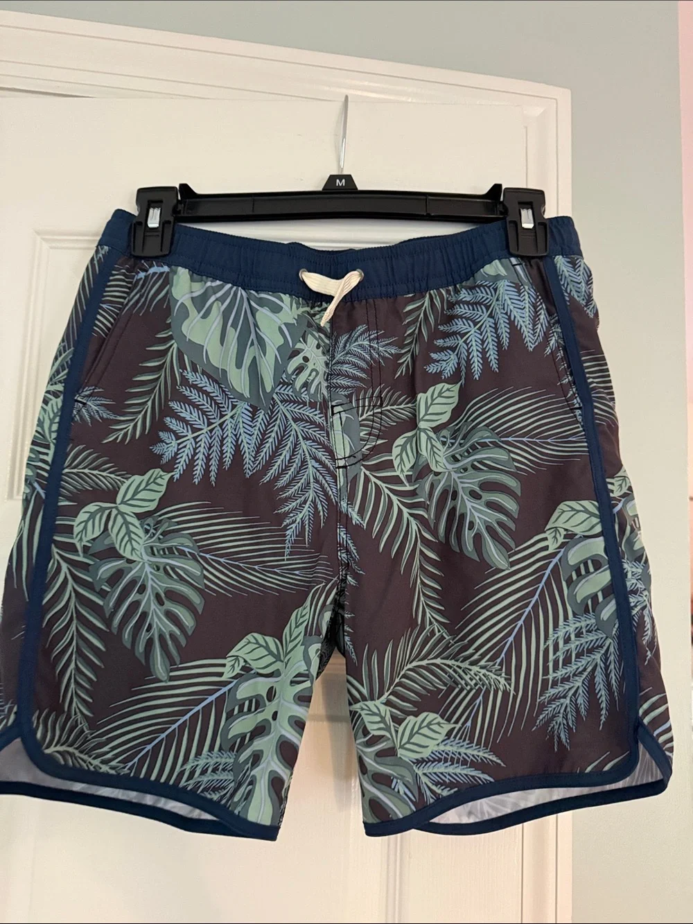 Boy’s Fair Harbor Tropical Print Swim Trunks - Navy Green